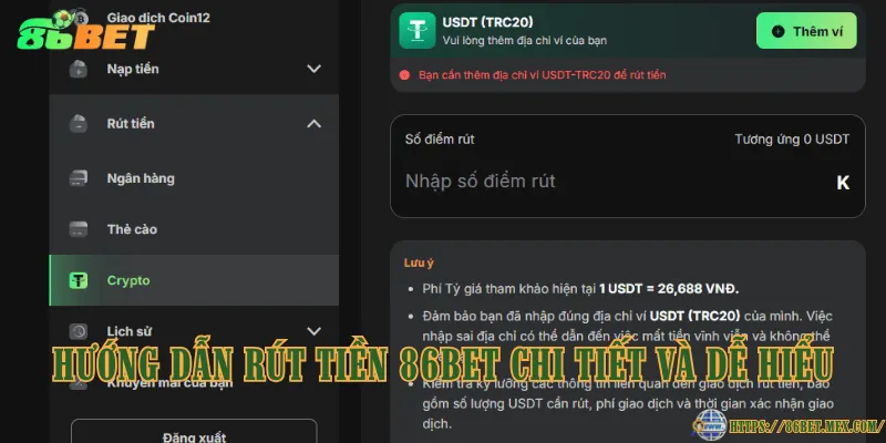 Rút Tiền 86BET - Cách Đưa Tiền Về Ví Nhanh Chóng, Đơn Giản Hướng dẫn rút tiền 86BET chi tiết và dễ hiểu